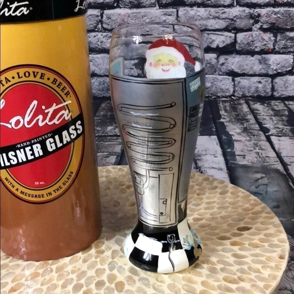 LOLITA PILSNER GLASS 22 OZ.-SANTA ON THE OUTSIDE